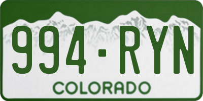 CO license plate 994RYN