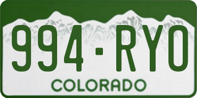 CO license plate 994RYO