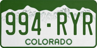 CO license plate 994RYR