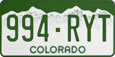 CO license plate 994RYT