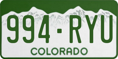 CO license plate 994RYU