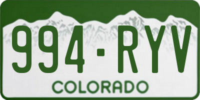 CO license plate 994RYV