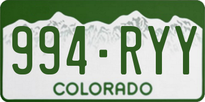 CO license plate 994RYY