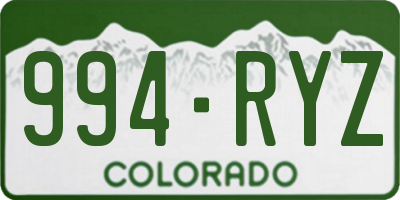 CO license plate 994RYZ