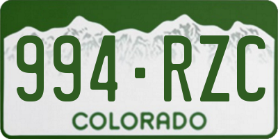 CO license plate 994RZC
