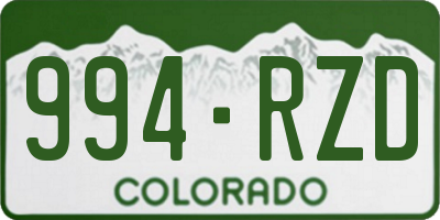 CO license plate 994RZD