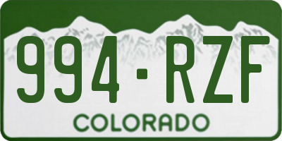 CO license plate 994RZF