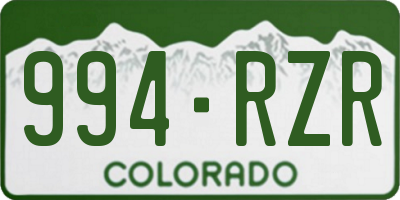 CO license plate 994RZR