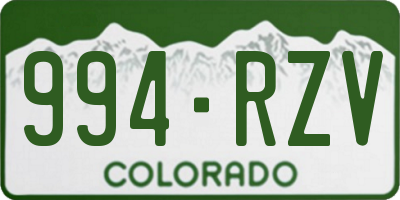 CO license plate 994RZV