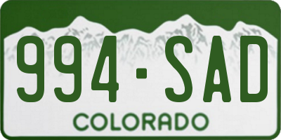 CO license plate 994SAD