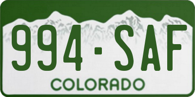 CO license plate 994SAF