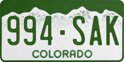 CO license plate 994SAK