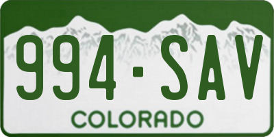 CO license plate 994SAV