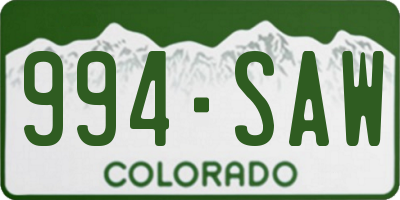 CO license plate 994SAW
