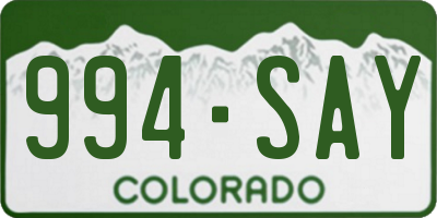 CO license plate 994SAY