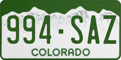 CO license plate 994SAZ