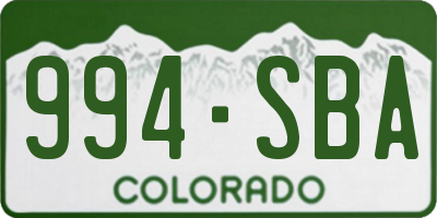 CO license plate 994SBA