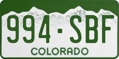 CO license plate 994SBF