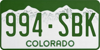 CO license plate 994SBK