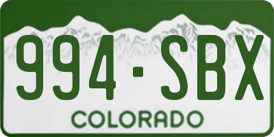 CO license plate 994SBX