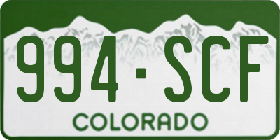 CO license plate 994SCF