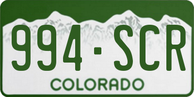 CO license plate 994SCR