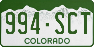 CO license plate 994SCT