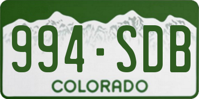 CO license plate 994SDB
