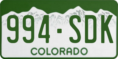 CO license plate 994SDK