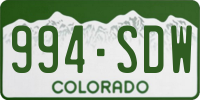 CO license plate 994SDW