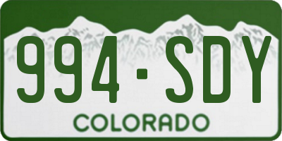 CO license plate 994SDY