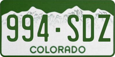 CO license plate 994SDZ