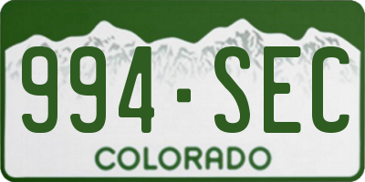 CO license plate 994SEC