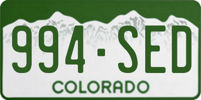 CO license plate 994SED