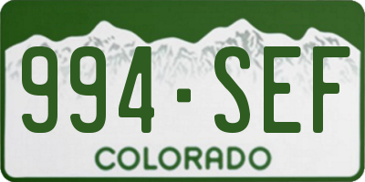 CO license plate 994SEF