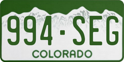 CO license plate 994SEG