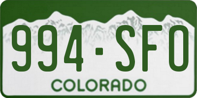 CO license plate 994SFO