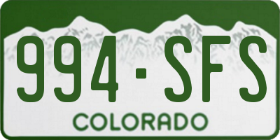 CO license plate 994SFS