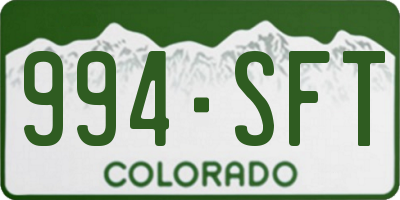 CO license plate 994SFT
