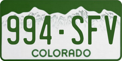 CO license plate 994SFV