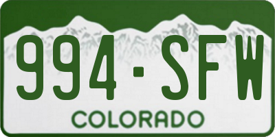 CO license plate 994SFW