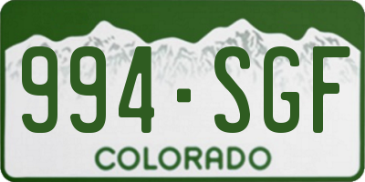 CO license plate 994SGF