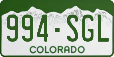 CO license plate 994SGL