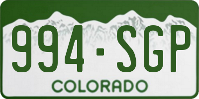 CO license plate 994SGP