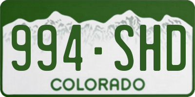 CO license plate 994SHD