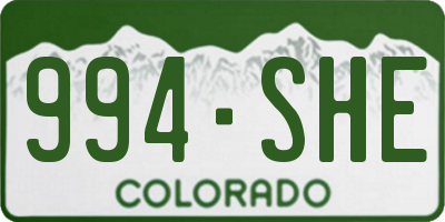 CO license plate 994SHE