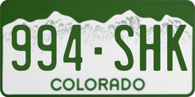 CO license plate 994SHK