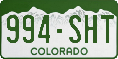 CO license plate 994SHT