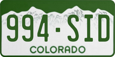 CO license plate 994SID
