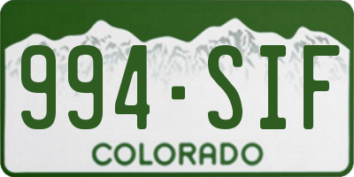CO license plate 994SIF